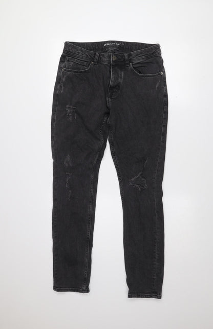 Denim Co Men's Black Slim Fit Distressed Jeans W30 L30