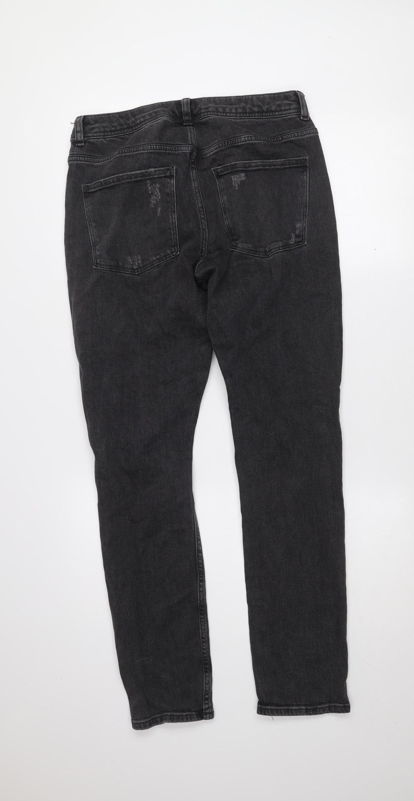 Denim Co Men's Black Slim Fit Distressed Jeans W30 L30