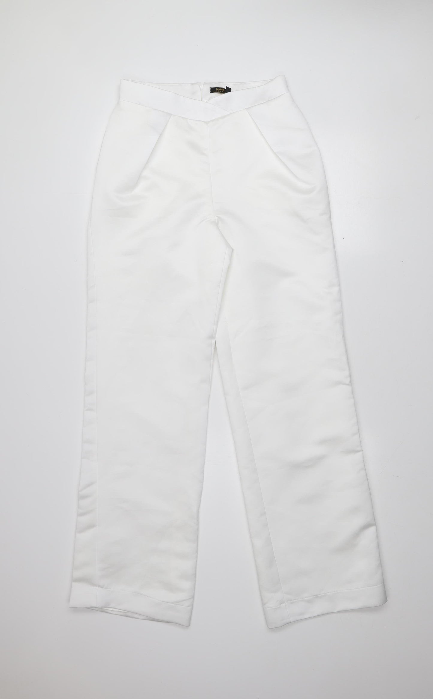Womens UK Size 8 Boohoo Regular Fit Formal Party/Cocktail Workwear White Trouser