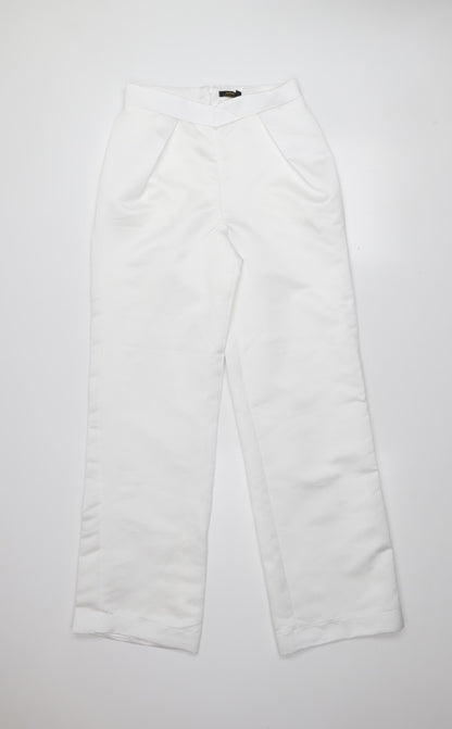 Womens UK Size 8 Boohoo Regular Fit Formal Party/Cocktail Workwear White Trouser