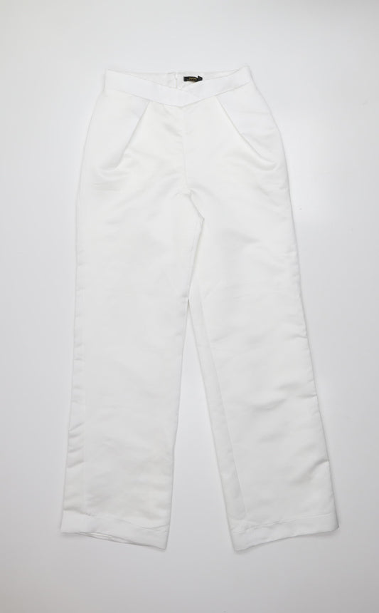 Womens UK Size 8 Boohoo Regular Fit Formal Party/Cocktail Workwear White Trouser