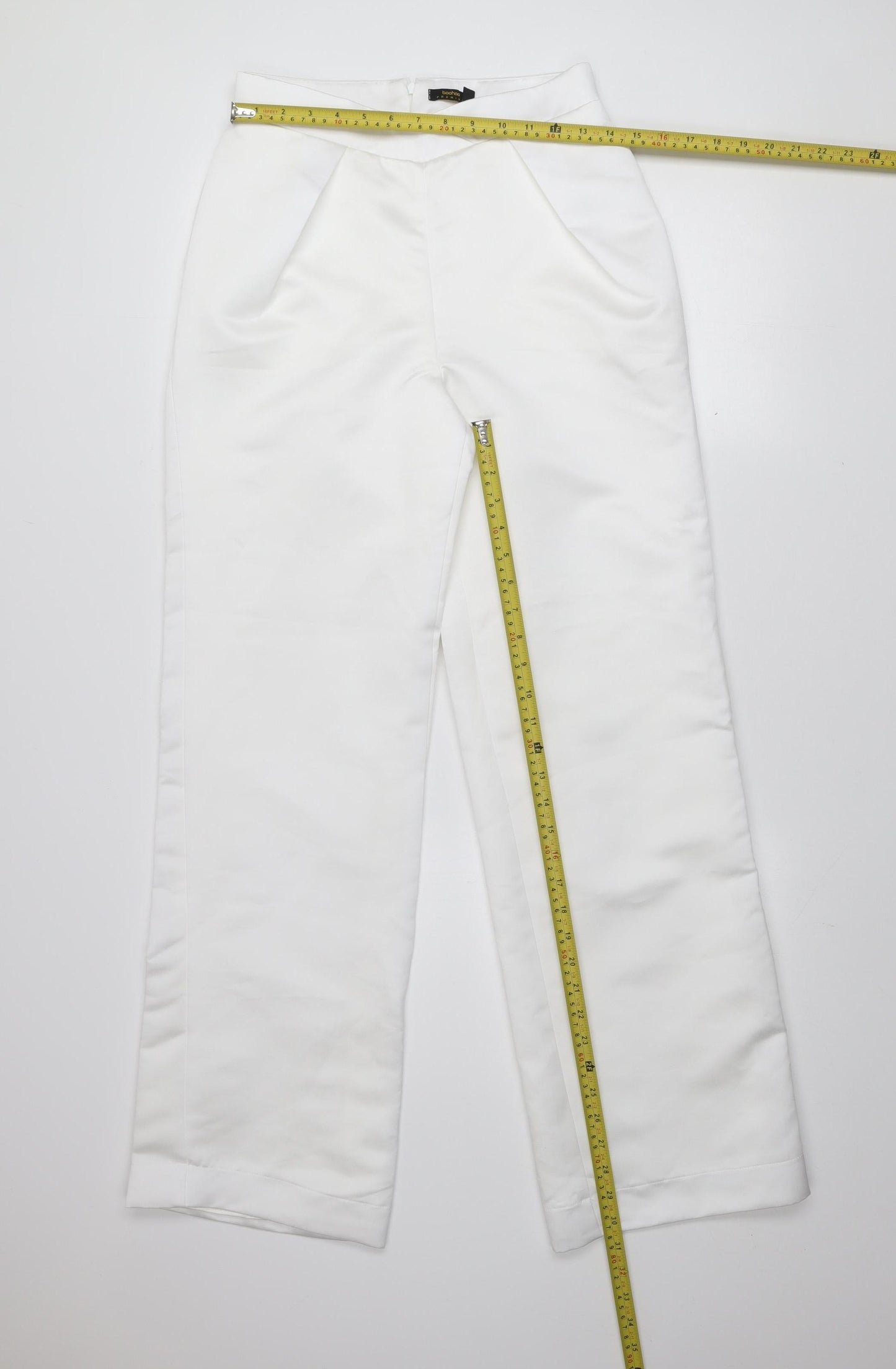 Womens UK Size 8 Boohoo Regular Fit Formal Party/Cocktail Workwear White Trouser