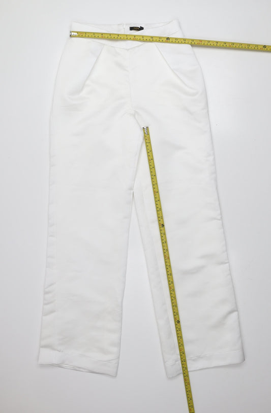 Womens UK Size 8 Boohoo Regular Fit Formal Party/Cocktail Workwear White Trouser