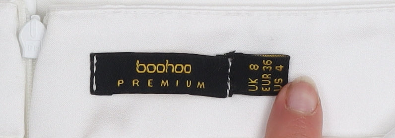 Womens UK Size 8 Boohoo Regular Fit Formal Party/Cocktail Workwear White Trouser