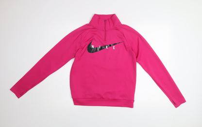 Nike Women's Pink Dri-FIT 1/4 Zip Running Sweatshirt XS