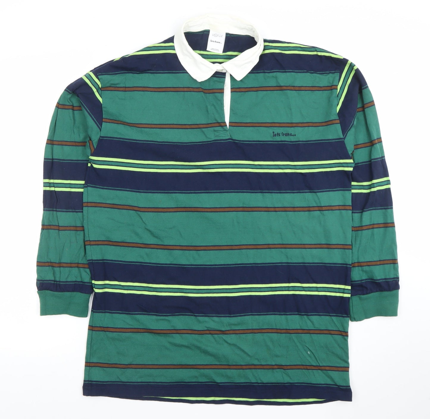 Let's Frran's Men's Multicoloured Long Sleeve Striped Polo Shirt Size M