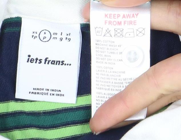 Let's Frran's Men's Multicoloured Long Sleeve Striped Polo Shirt Size M