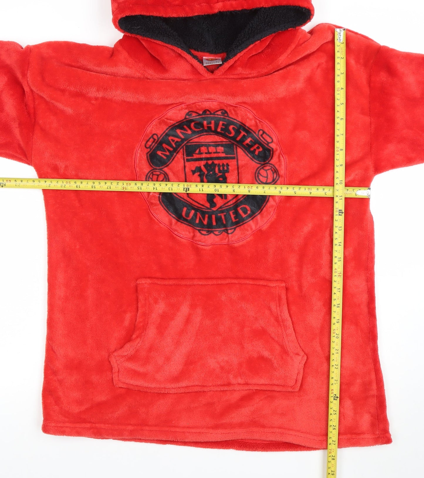 Manchester United Boys Red Fleece Hooded Nightshirt One Size Soft Warm
