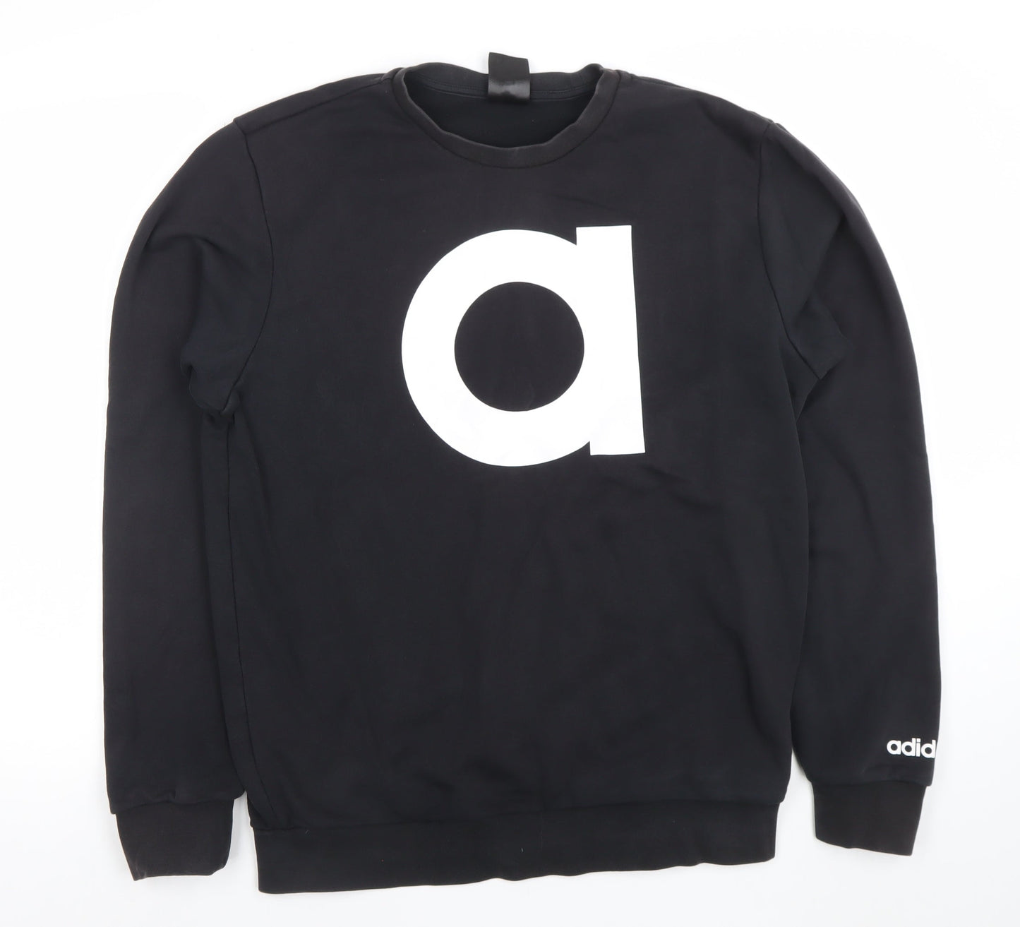 adidas Mens Black Large Logo Sweatshirt Crew Neck Long Sleeve