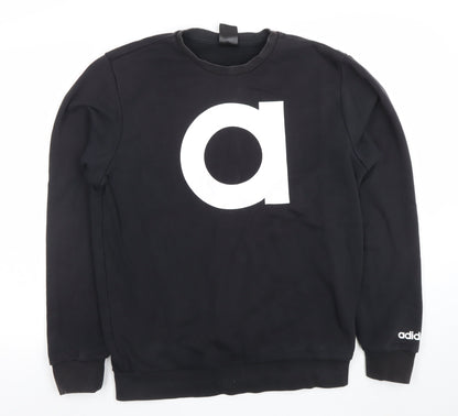 adidas Mens Black Large Logo Sweatshirt Crew Neck Long Sleeve