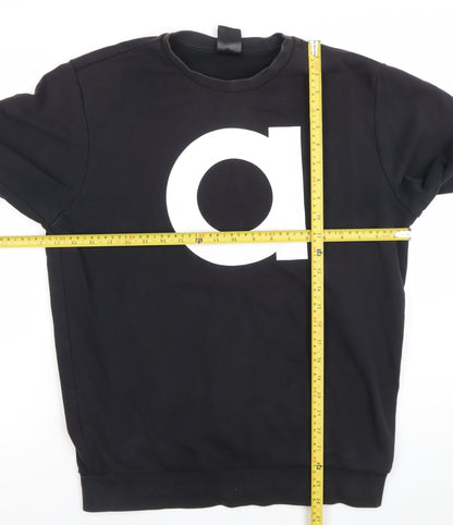 adidas Mens Black Large Logo Sweatshirt Crew Neck Long Sleeve