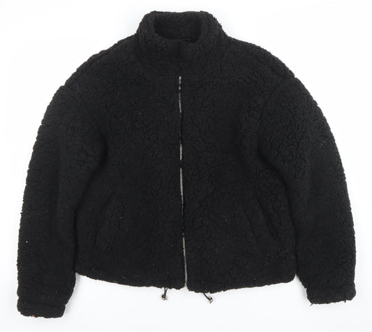 New Look Women's Black Fleece Zip Jacket Size S Casual Winter