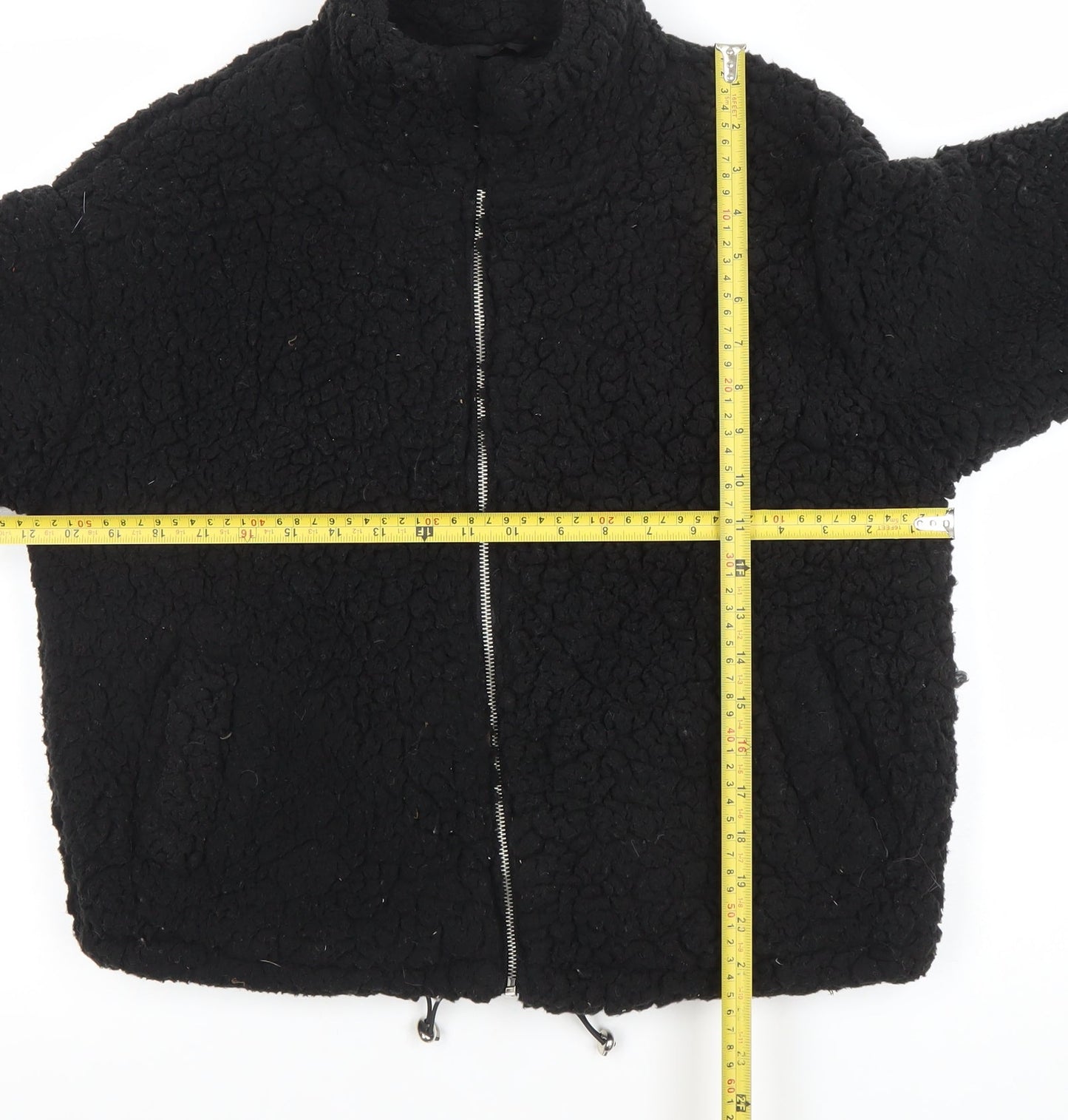 New Look Women's Black Fleece Zip Jacket Size S Casual Winter