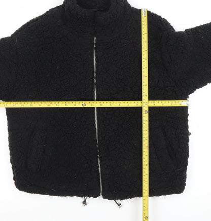 New Look Women's Black Fleece Zip Jacket Size S Casual Winter