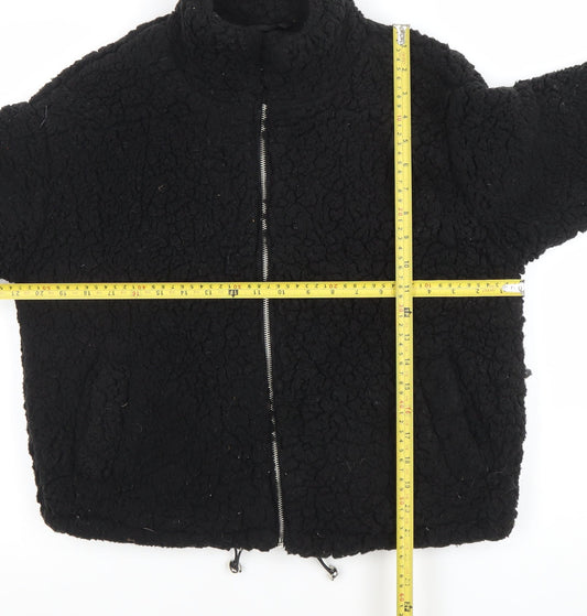 New Look Women's Black Fleece Zip Jacket Size S Casual Winter