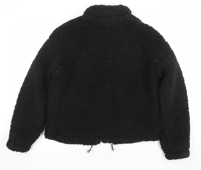 New Look Women's Black Fleece Zip Jacket Size S Casual Winter
