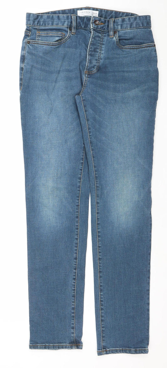 Mens UK Size M Topman Slim Fit Straight Blue Jeans