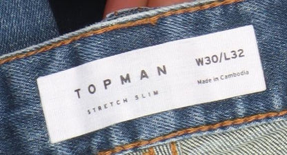 Topman Men Blue Slim Stretch Denim Jeans W30 L32 Classic Casual