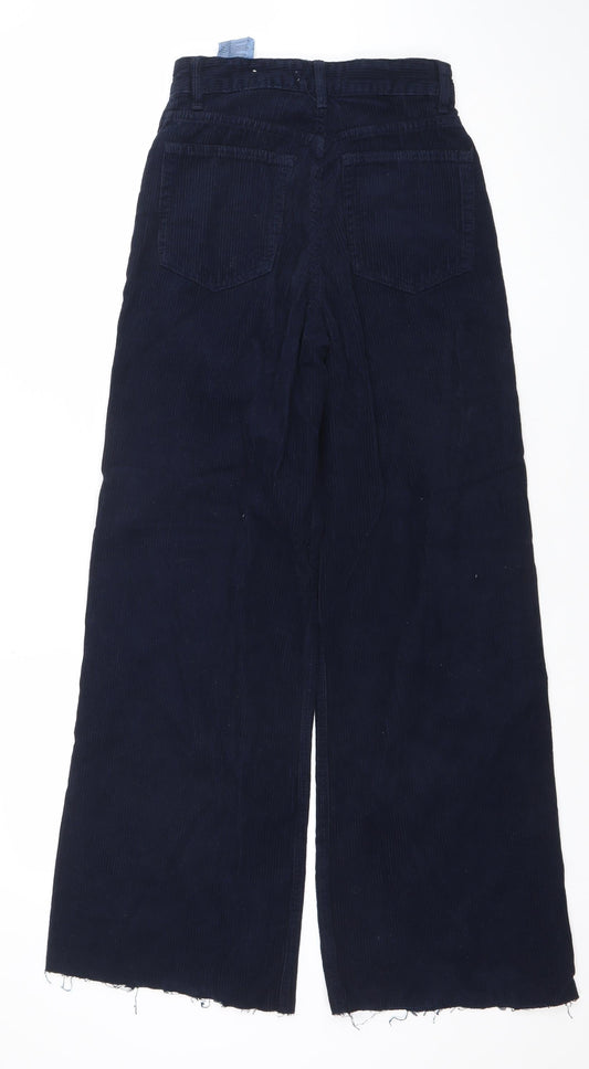 Womens UK Size 4 Pull&Bear Relaxed Fit Casual Blue Trousers