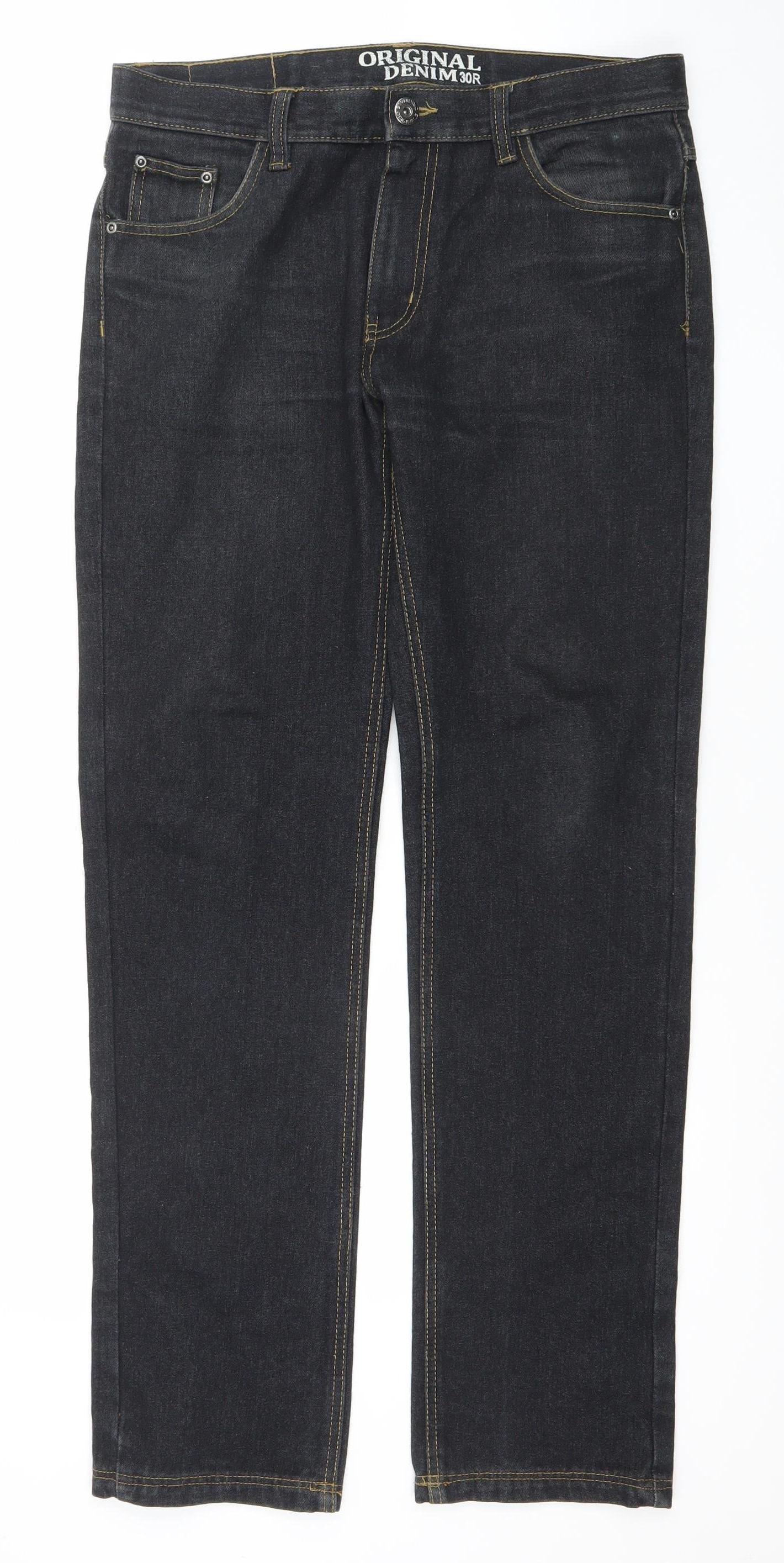 Original Denim Men's Blue Straight Jeans 30R Cotton Blend