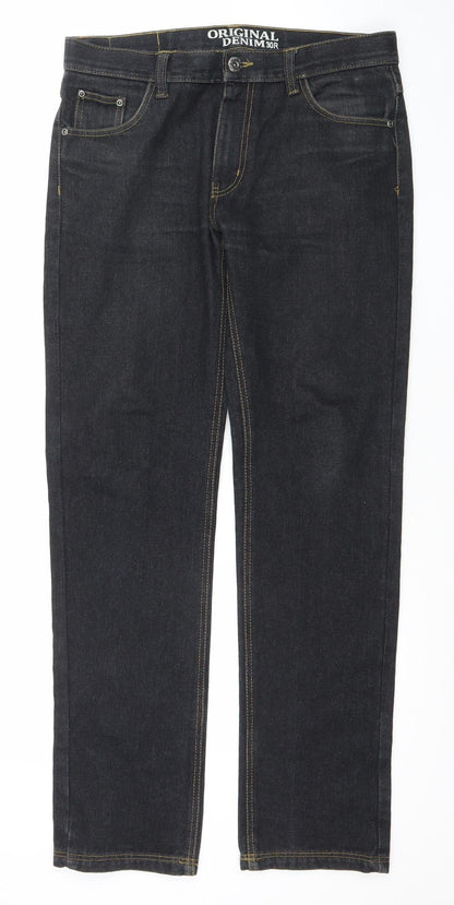 Original Denim Men's Blue Straight Jeans 30R Cotton Blend