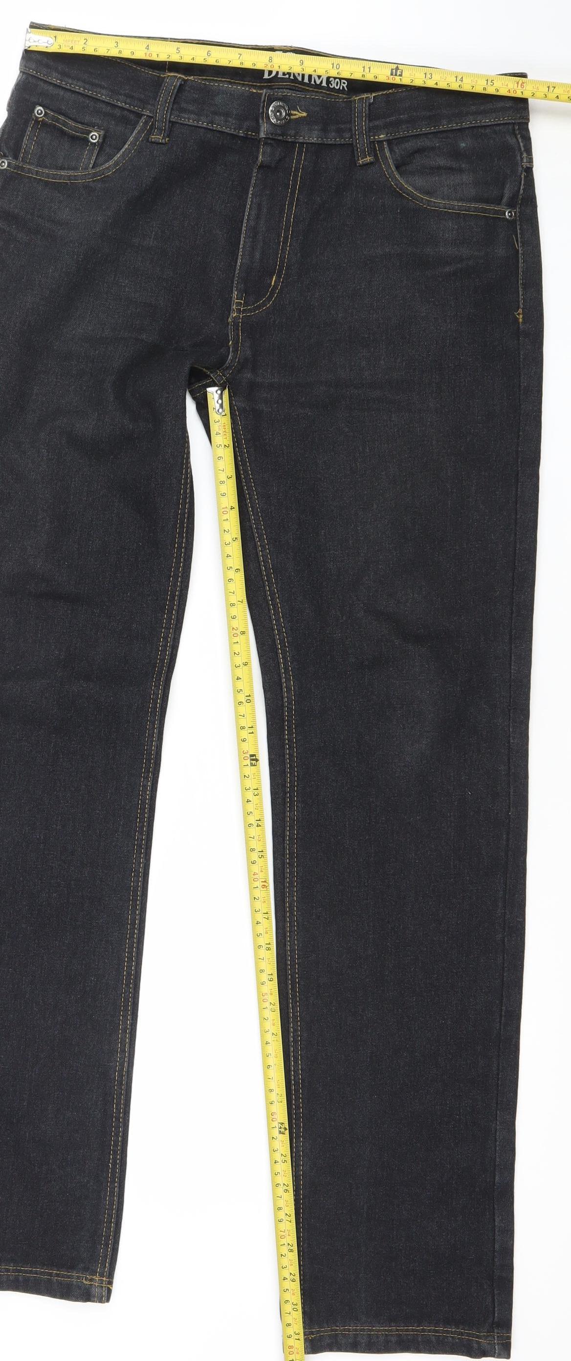 Original Denim Men's Blue Straight Jeans 30R Cotton Blend