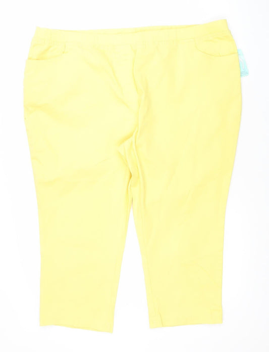 Damart Women’s Yellow Cropped Jeans Size 20 Regular Fit Cotton Blend