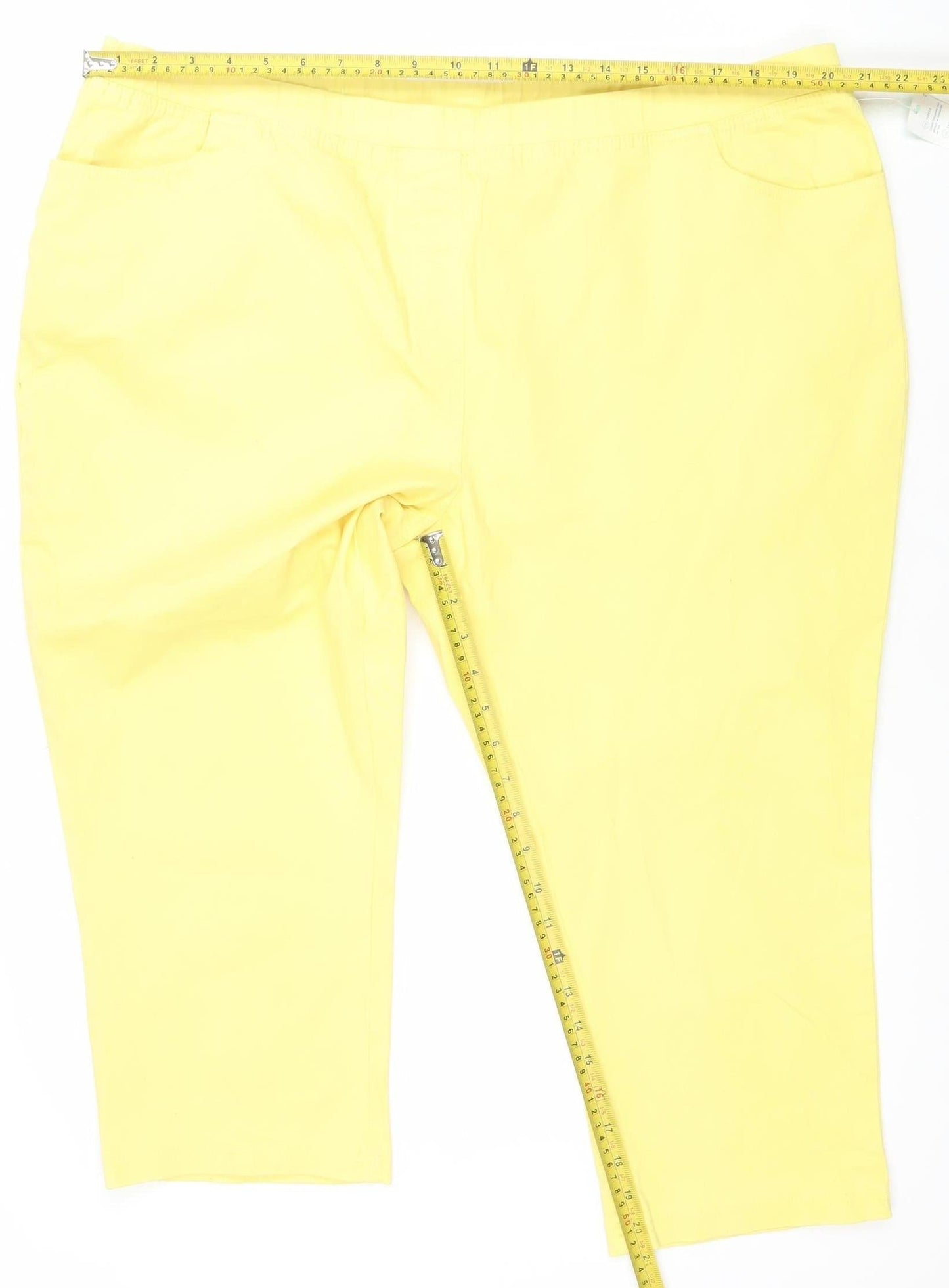 Damart Women’s Yellow Cropped Jeans Size 20 Regular Fit Cotton Blend