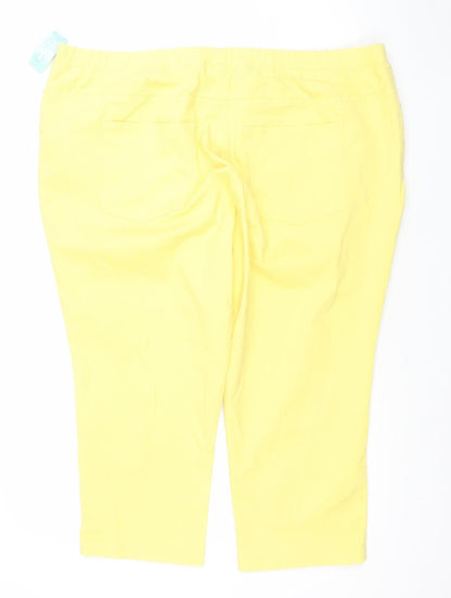 Damart Women’s Yellow Cropped Jeans Size 20 Regular Fit Cotton Blend