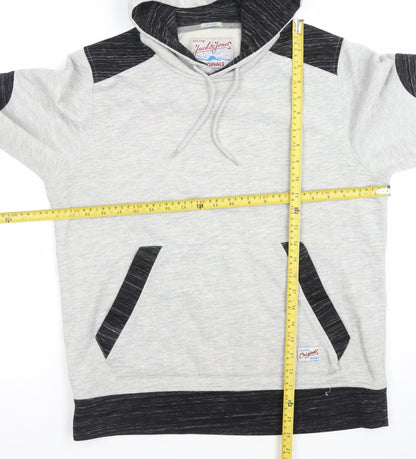 Jack & Jones Men's Grey Pullover Hoodie Size L Cotton Blend