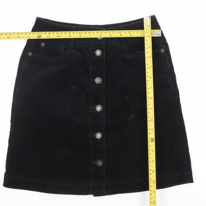 Marks and Spencer Women’s Black Corduroy A-Line Button Skirt Size 6