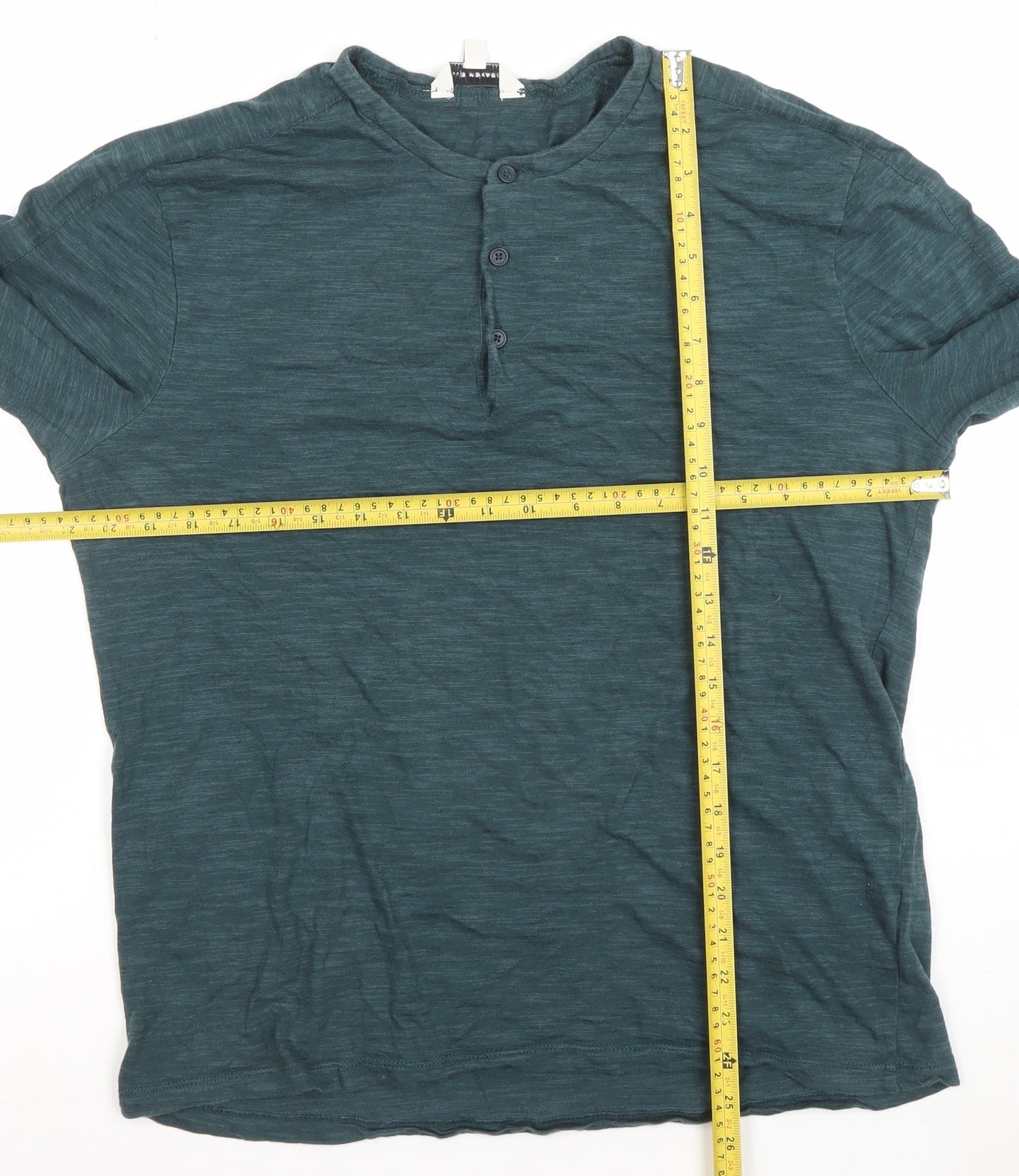 Club Monaco Men's Green Cotton Long Sleeve Henley T-Shirt Size L