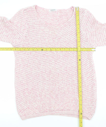 Damart Women’s Pink 3/4 Sleeve Open-Knit Cotton Jumper Size S