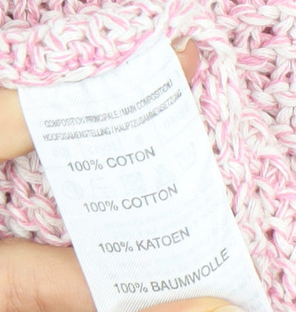 Damart Women’s Pink 3/4 Sleeve Open-Knit Cotton Jumper Size S