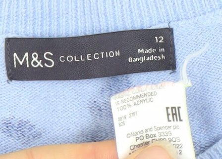 Womens UK Size 12 Marks and Spencer Blue Pullover Jumper