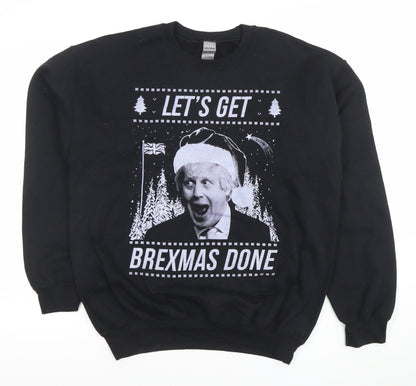 Gildan Women's Black Medium Pullover Sweatshirt Christmas Graphic