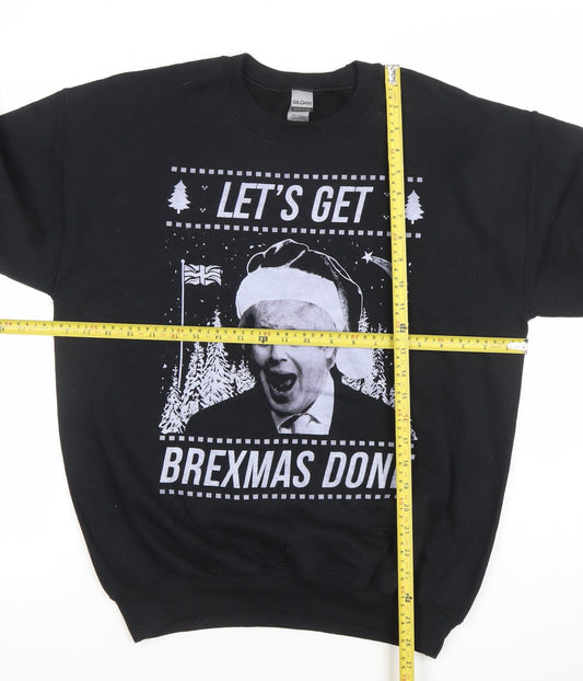 Gildan Women's Black Medium Pullover Sweatshirt Christmas Graphic