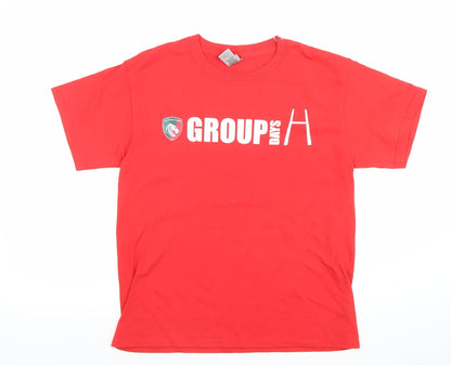 Gildan Boys Red Leicester Tigers Rugby Graphic T-Shirt Size 10-11 Years