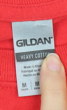 Gildan Boys Red Leicester Tigers Rugby Graphic T-Shirt Size 10-11 Years