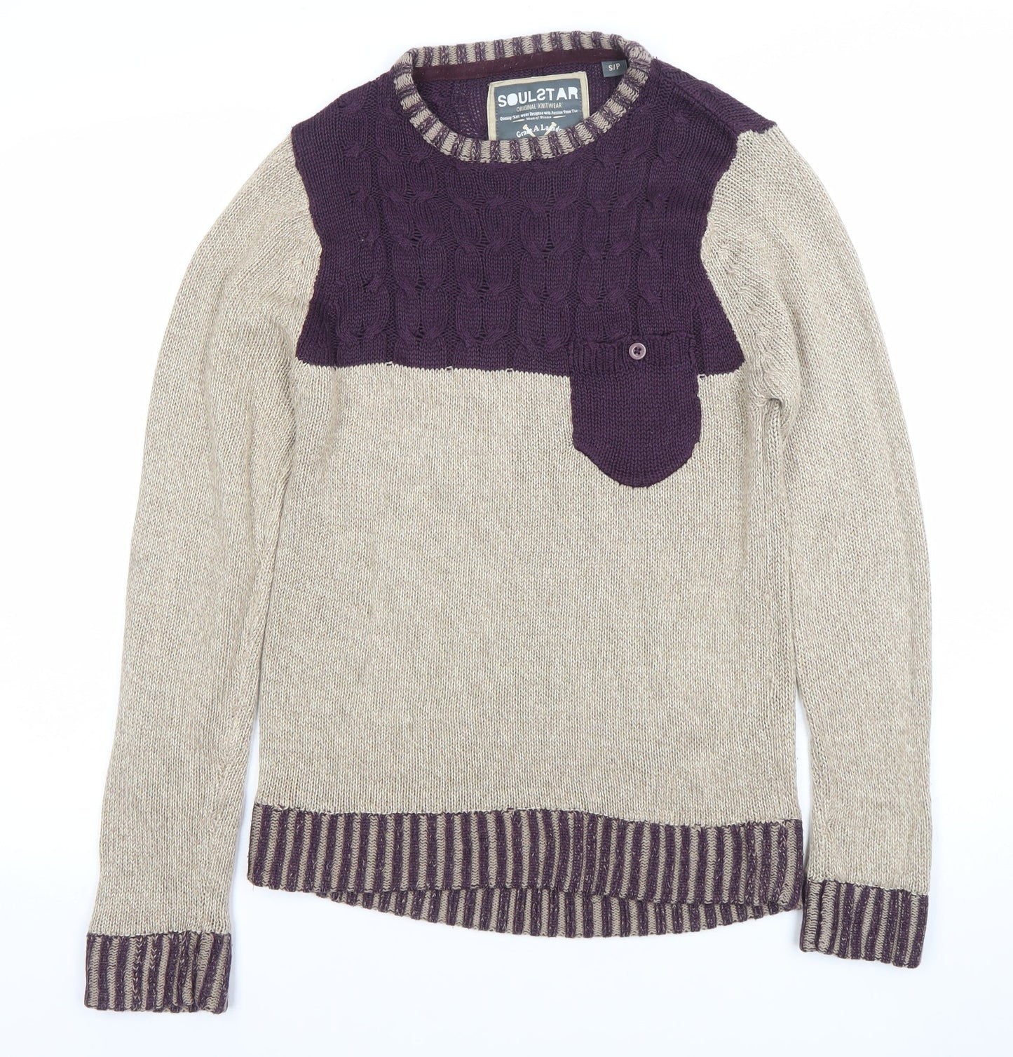 Womens UK Size S Soulstar Beige Pullover Jumper