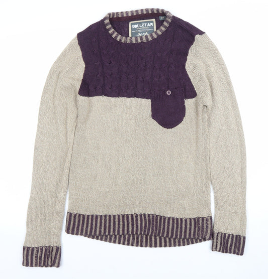 Womens UK Size S Soulstar Beige Pullover Jumper