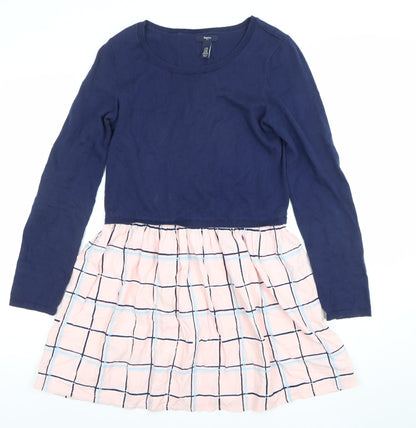 Gap Kids Teens Multicoloured Fit & Flare Dress 13Yrs Long Sleeve Cotton Rayon