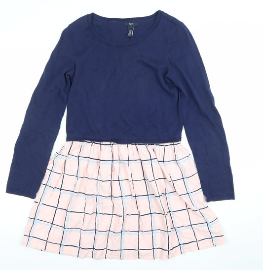 Gap Kids Teens Multicoloured Fit & Flare Dress 13Yrs Long Sleeve Cotton Rayon