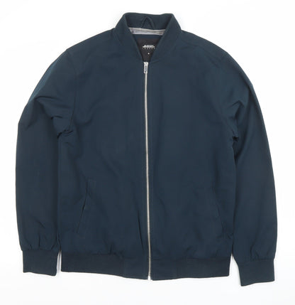 Burton Menswear London Men's Blue Bomber Jacket Size M Classic Style