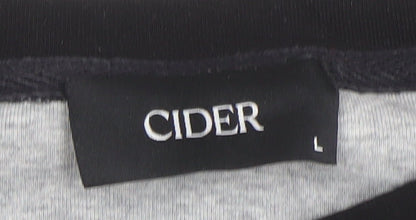 Cider Womens Grey Black Long Sleeve Bodysuit L