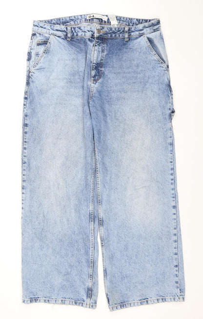 Next Women Blue Wide-Leg Mid Rise Denim Jeans Size 16