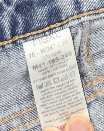 Next Women Blue Wide-Leg Mid Rise Denim Jeans Size 16