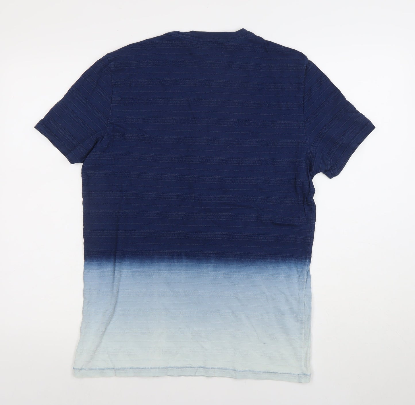 Celio Men Blue Ombre Cotton Short Sleeve T-Shirt Size M