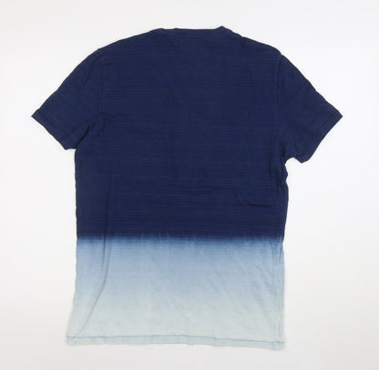 Celio Men Blue Ombre Cotton Short Sleeve T-Shirt Size M