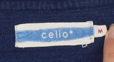 Celio Men Blue Ombre Cotton Short Sleeve T-Shirt Size M